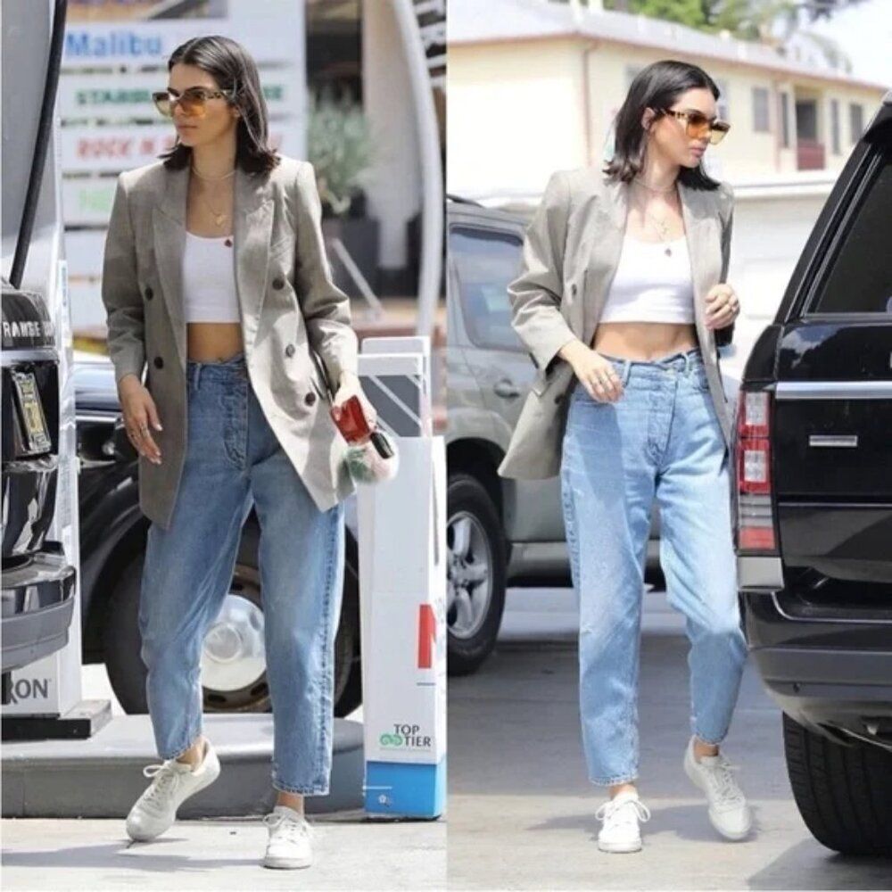 Monse light wash blue indigo denim criss cross Deconstructed Boyfriend Jeans